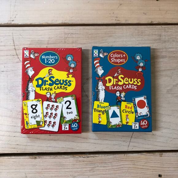 (2) Dr. Seuss NWT Flash Cards Set of 2 Numbers 1-20 and Colors and Shapes - Picture 1 of 3